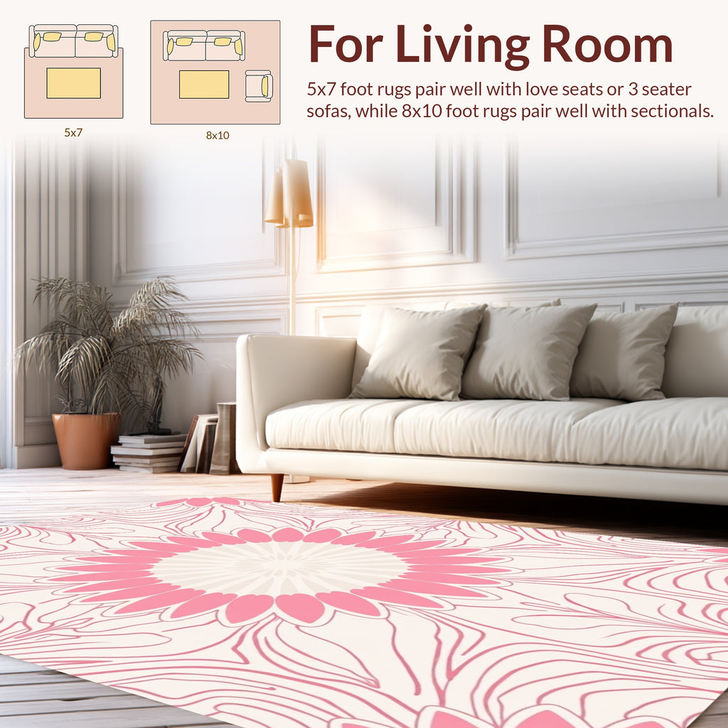 Pink Floral Mandala Pattern Rug