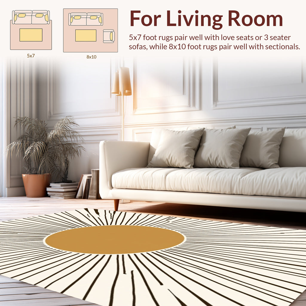 Sunburst Rays Abstract Earth Tone Rug