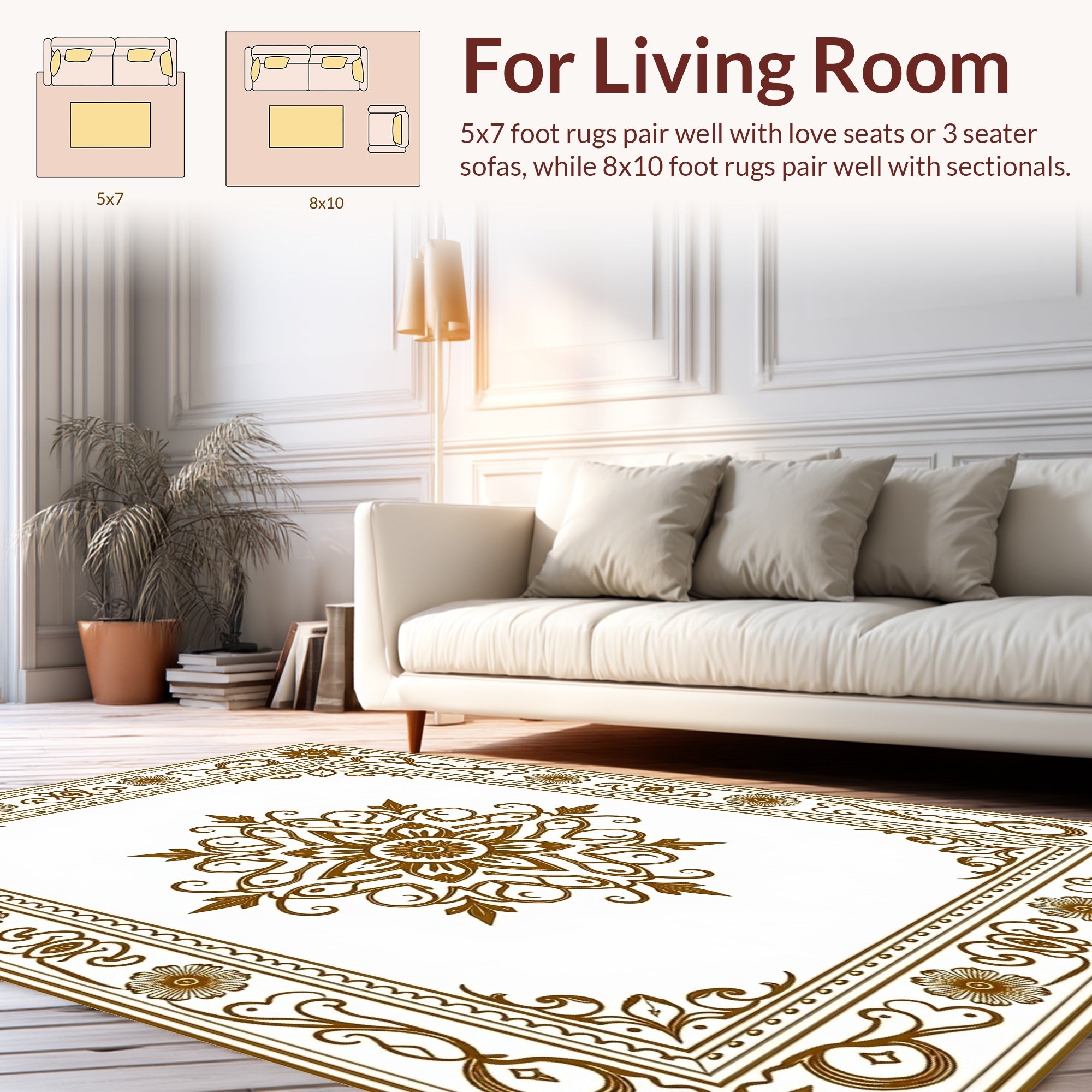 Ornate Floral Medallion Frame Design Rug