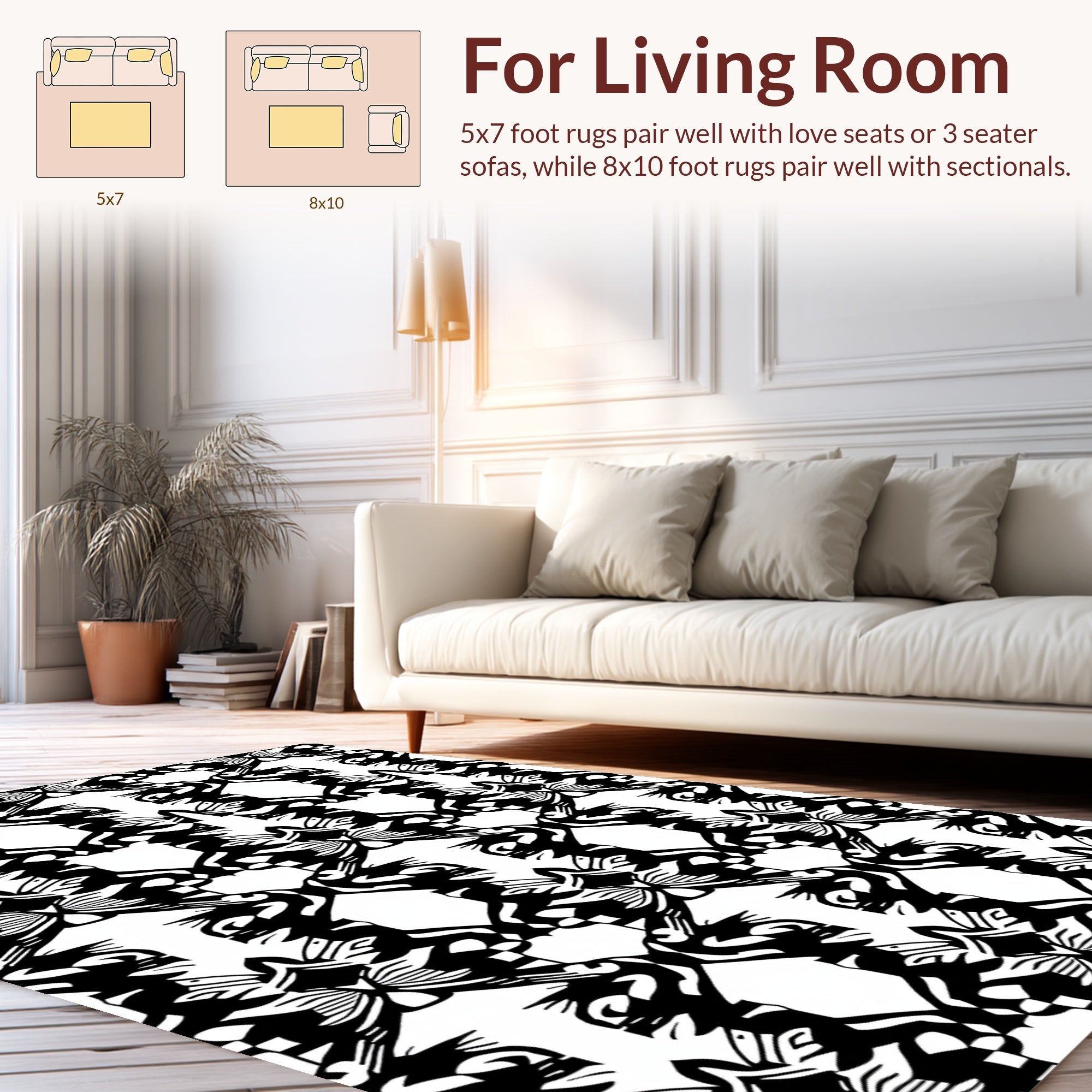 Bold Black Infinite Organic Pattern Rug