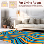 Vibrant Orange Blue Swirl Pattern Rug