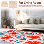 Bright Red Orange Floral Pattern Rug
