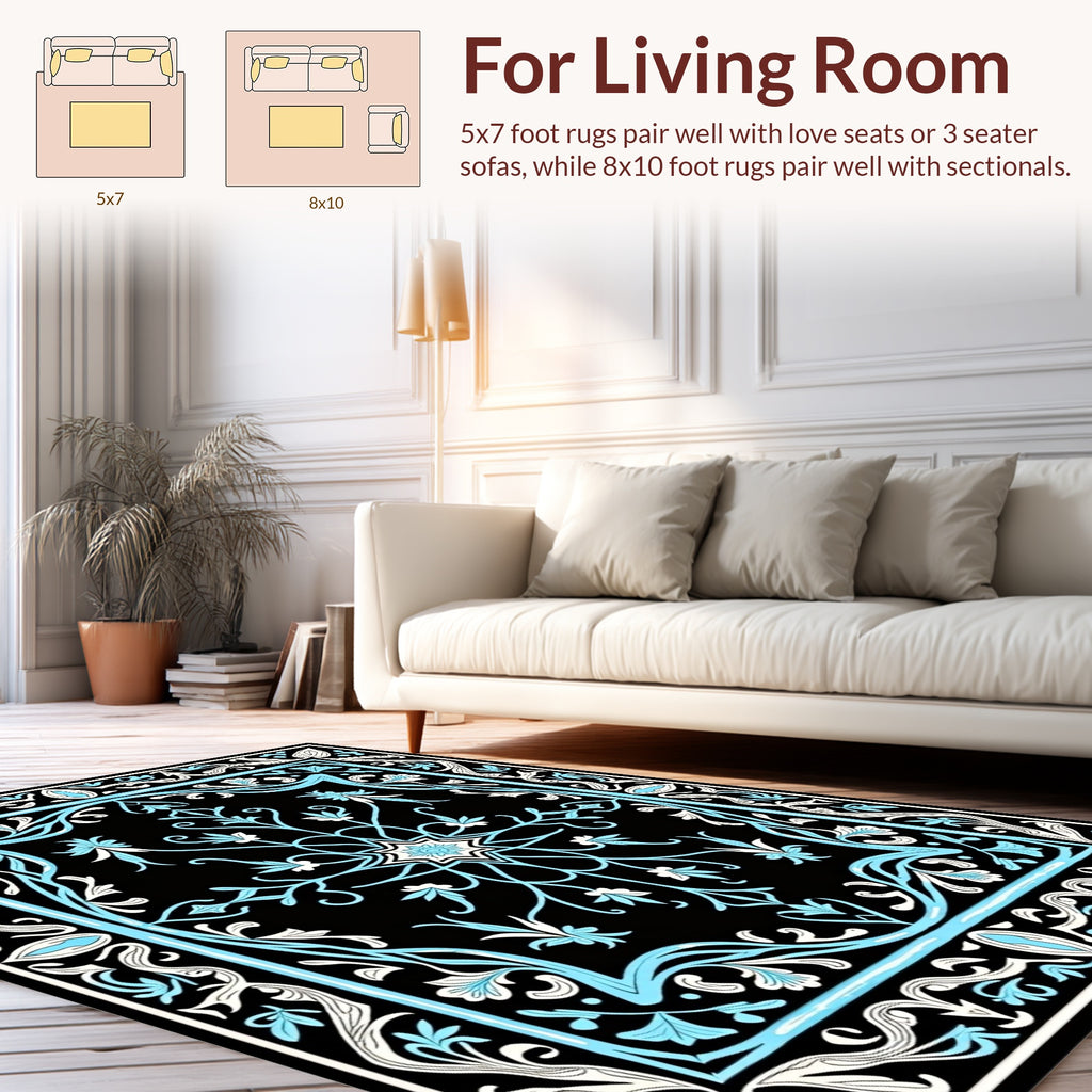 Bold Floral Acanthus Scroll Design Rug