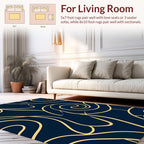 Gold Swirls on Deep Blue Canvas Rug
