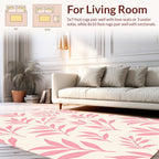 Delicate Pink Leaf Pattern Accent Rug