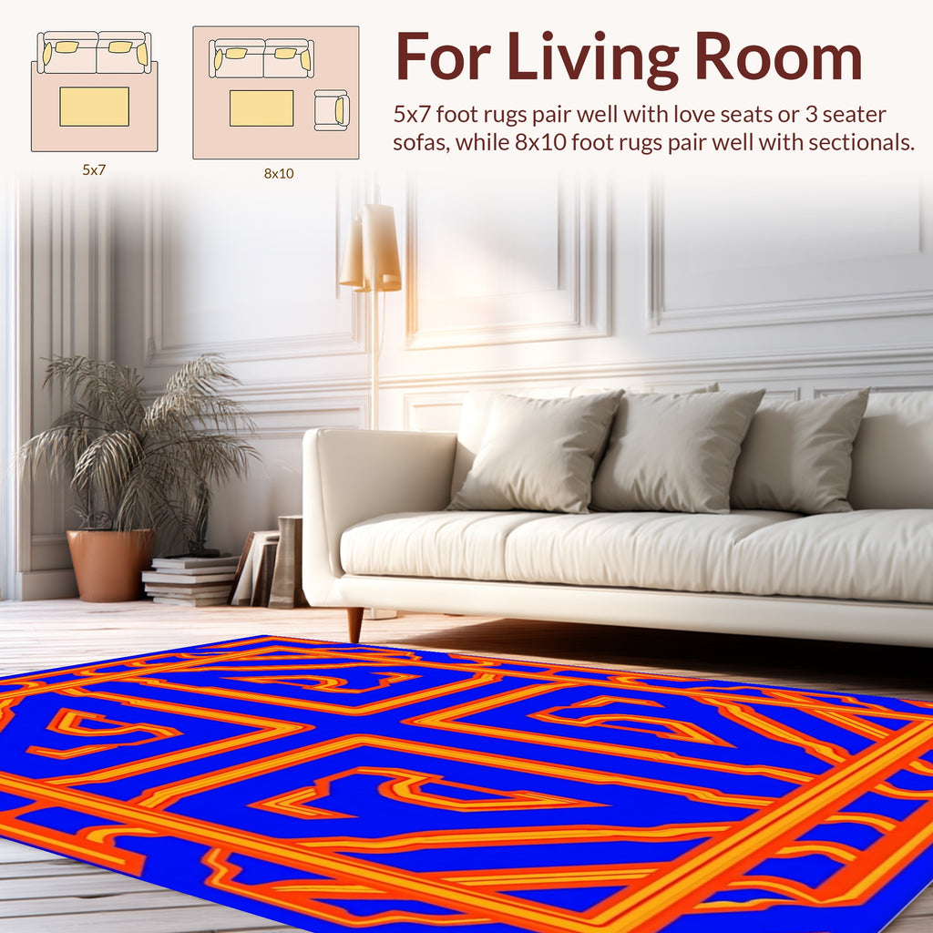 Vibrant Geometric Layers Design Rug