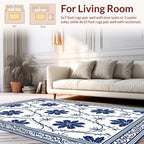 Classic Blue Floral Vine Pattern Rug