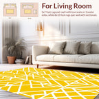 Yellow White Geometric Art Deco Pattern Rug