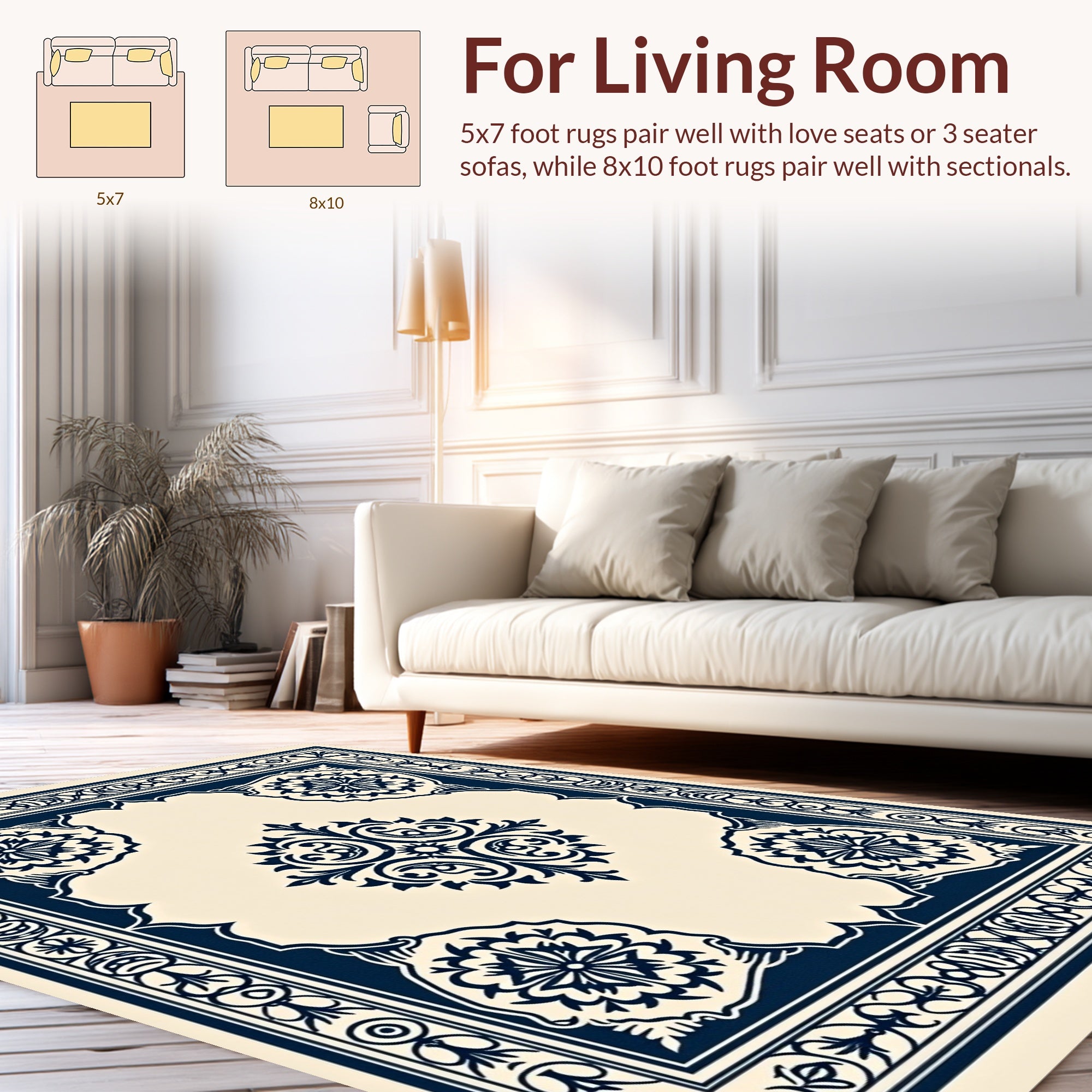 Ornate Floral Medallion Classic Design Rug