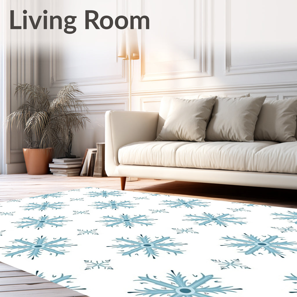 Aqua Snowflake Repeating Pattern Rug