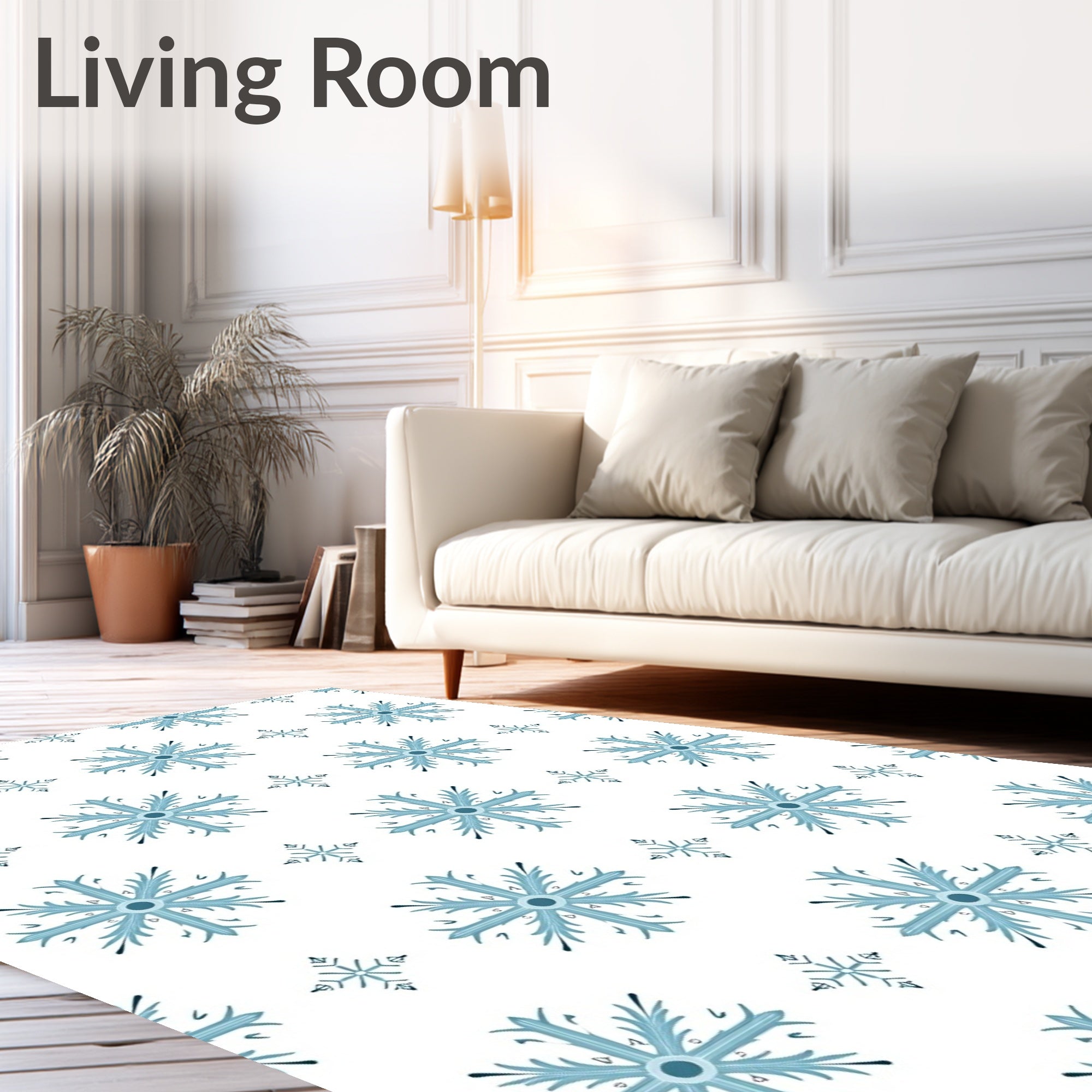 Aqua Snowflake Repeating Pattern Rug