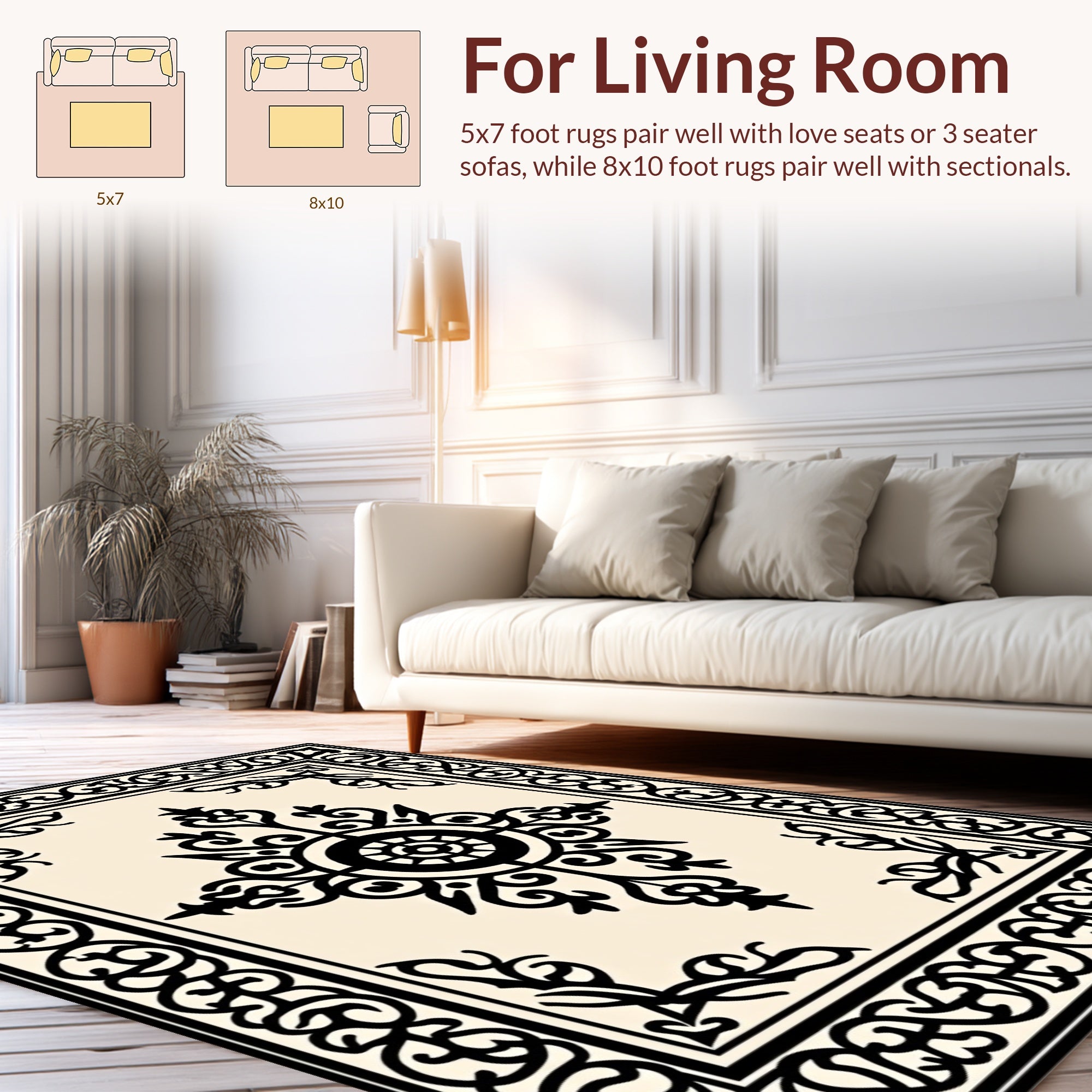 Classic Black Ornate Decorative Rug
