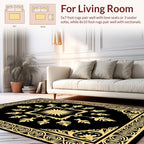 Elegant Gold Floral Inlay Pattern Rug