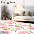 Soft Pink Rose and Daisy Blossom Rug
