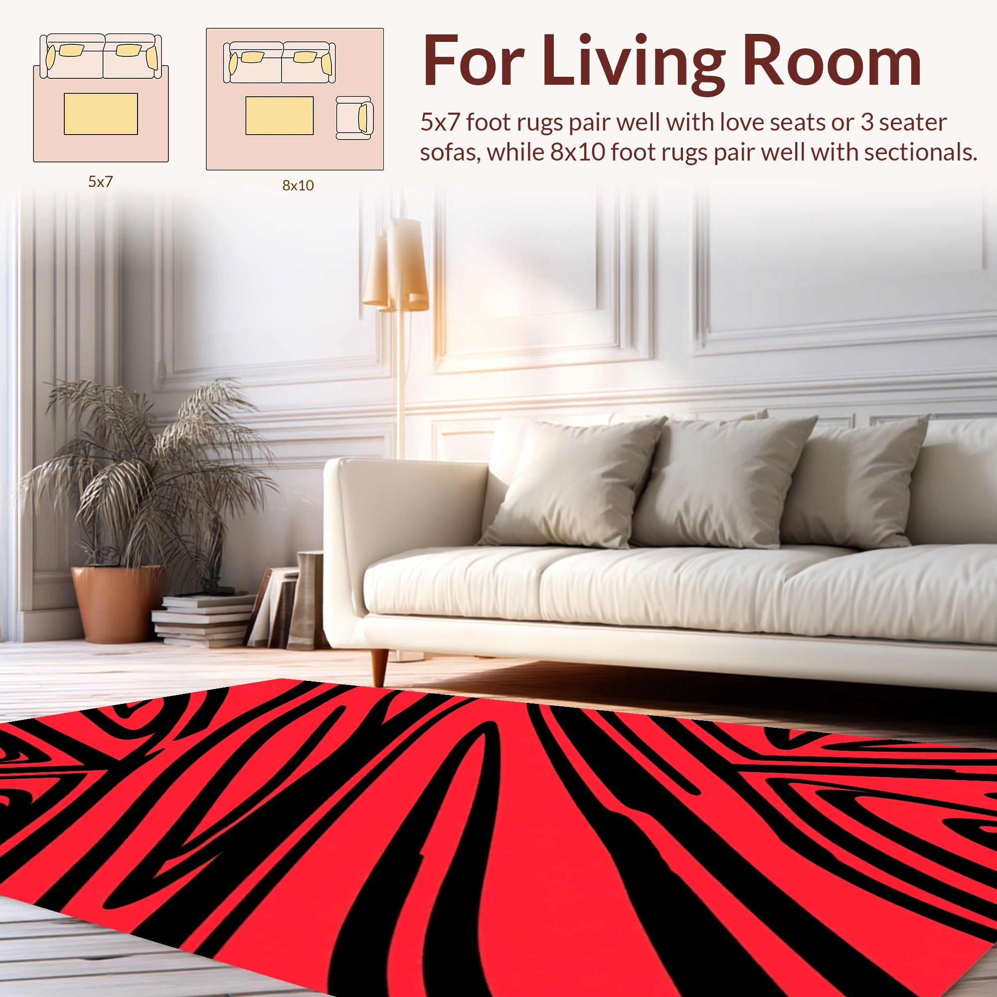 Bold Red Black Abstract Stripe Design Rug