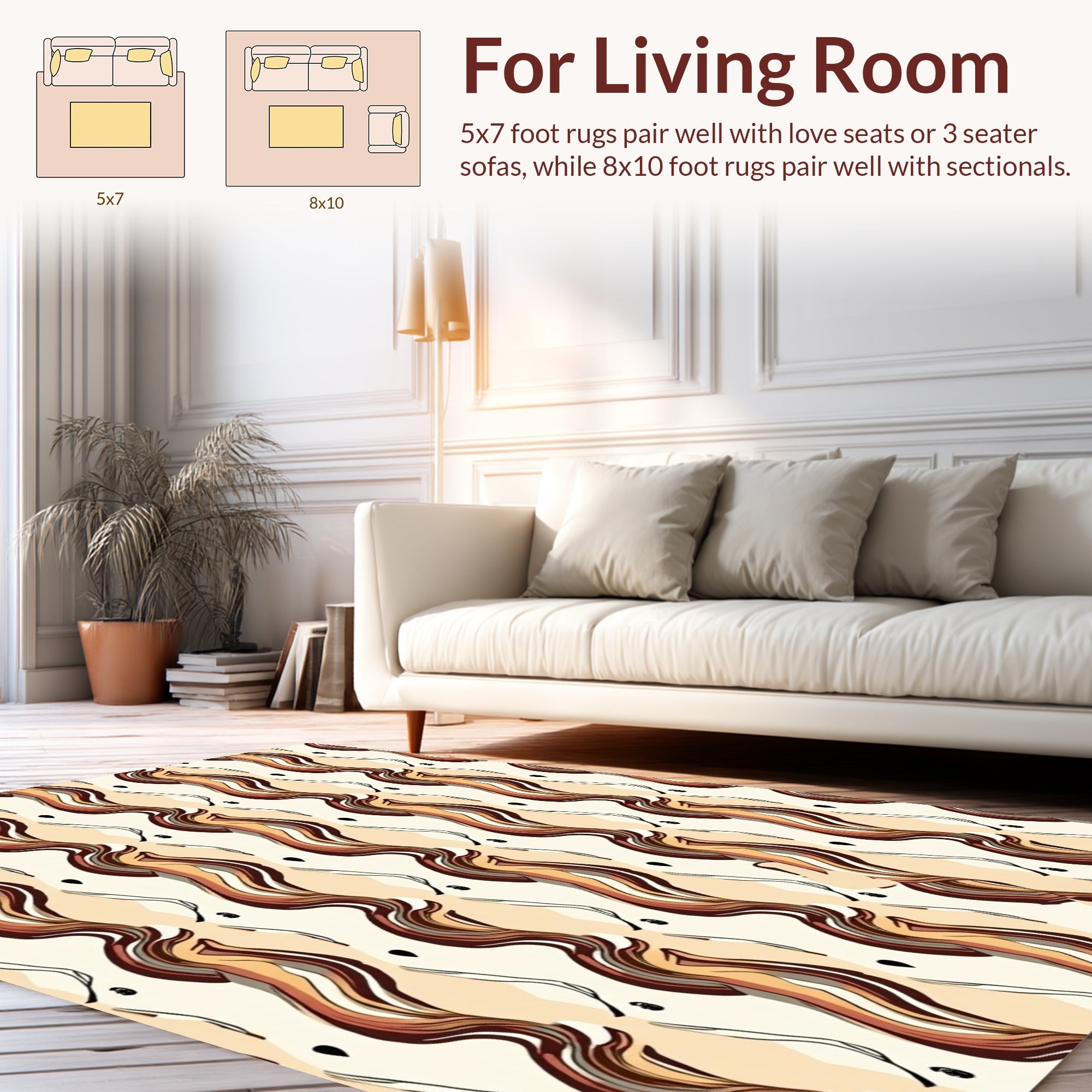 Organic Flowing Stripes Dots Rug
