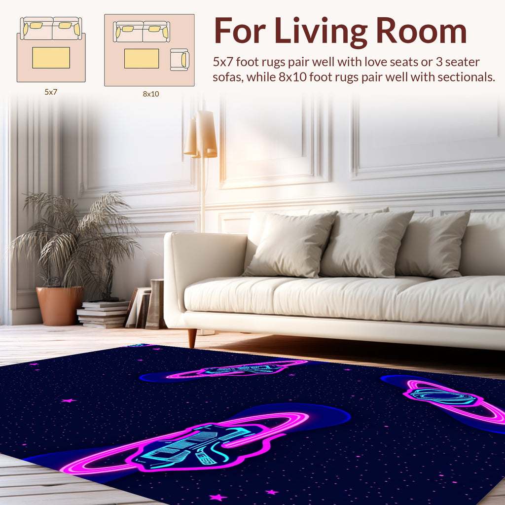 Neon Space Snowboard Pattern Rug