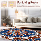Bold Blue Brown Mandala Pattern Rug