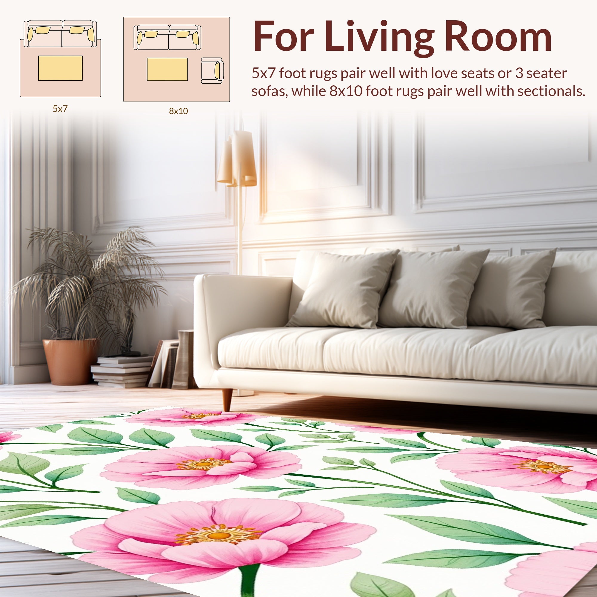 Pink Floral Watercolor Pattern Rug