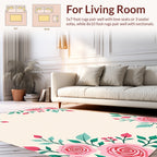Pink Rose Botanical Corner Design Rug
