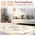 Elegant Golden Floral Scroll Pattern Rug