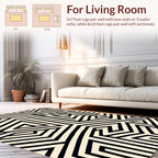 Abstract Geometric Black Stripe Pattern Rug