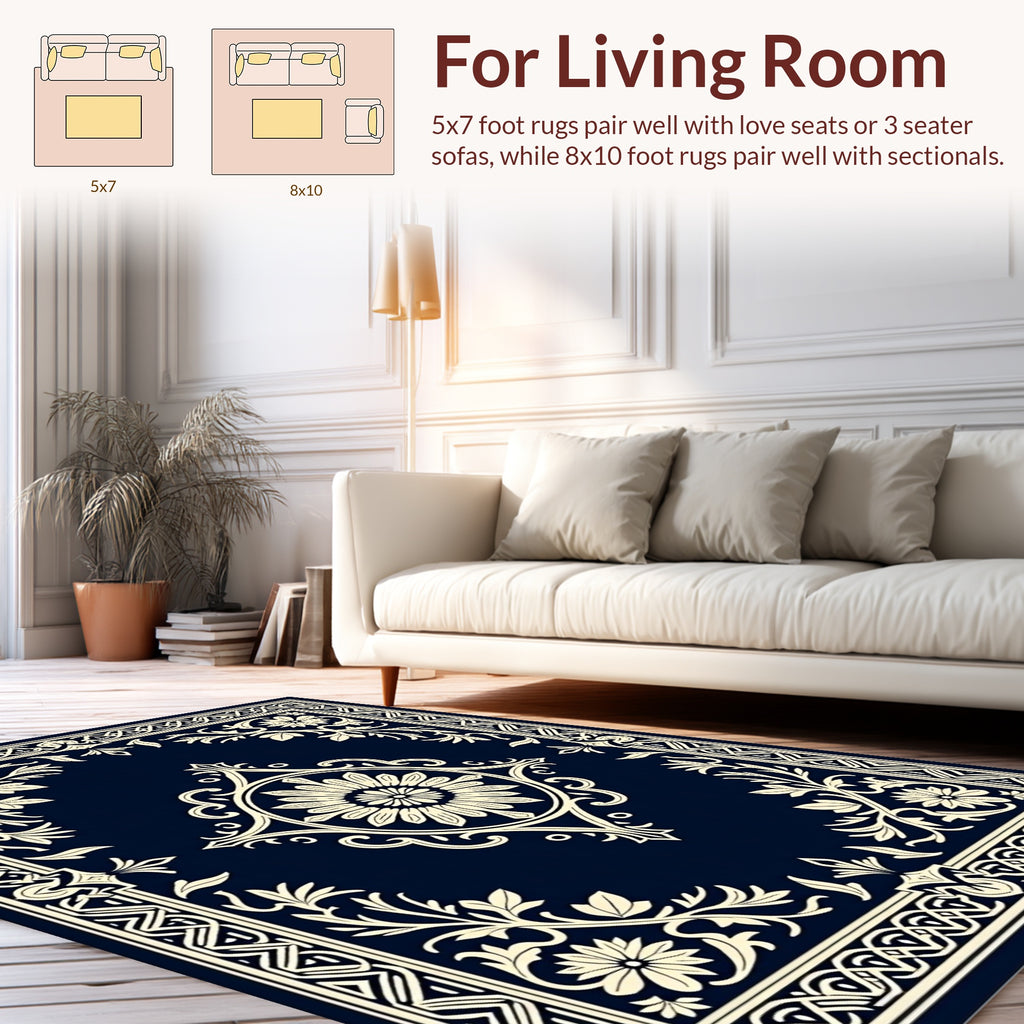 Classic Floral Border With Central Medallion Rug