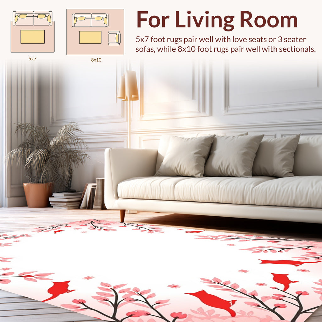 Red Fox Floral Branch Pattern Rug