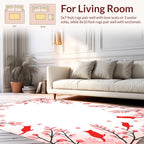 Red Fox Floral Branch Pattern Rug