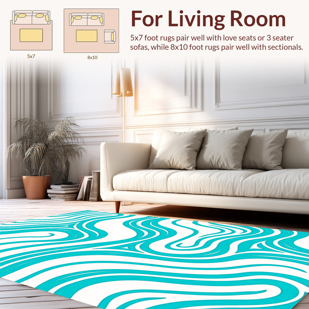 Abstract Aqua Swirl Pattern Rug