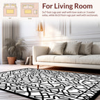 Intricate Abstract Black Geometric Design Rug