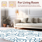 Aesthetic Blue Swirls Pattern Design Rug