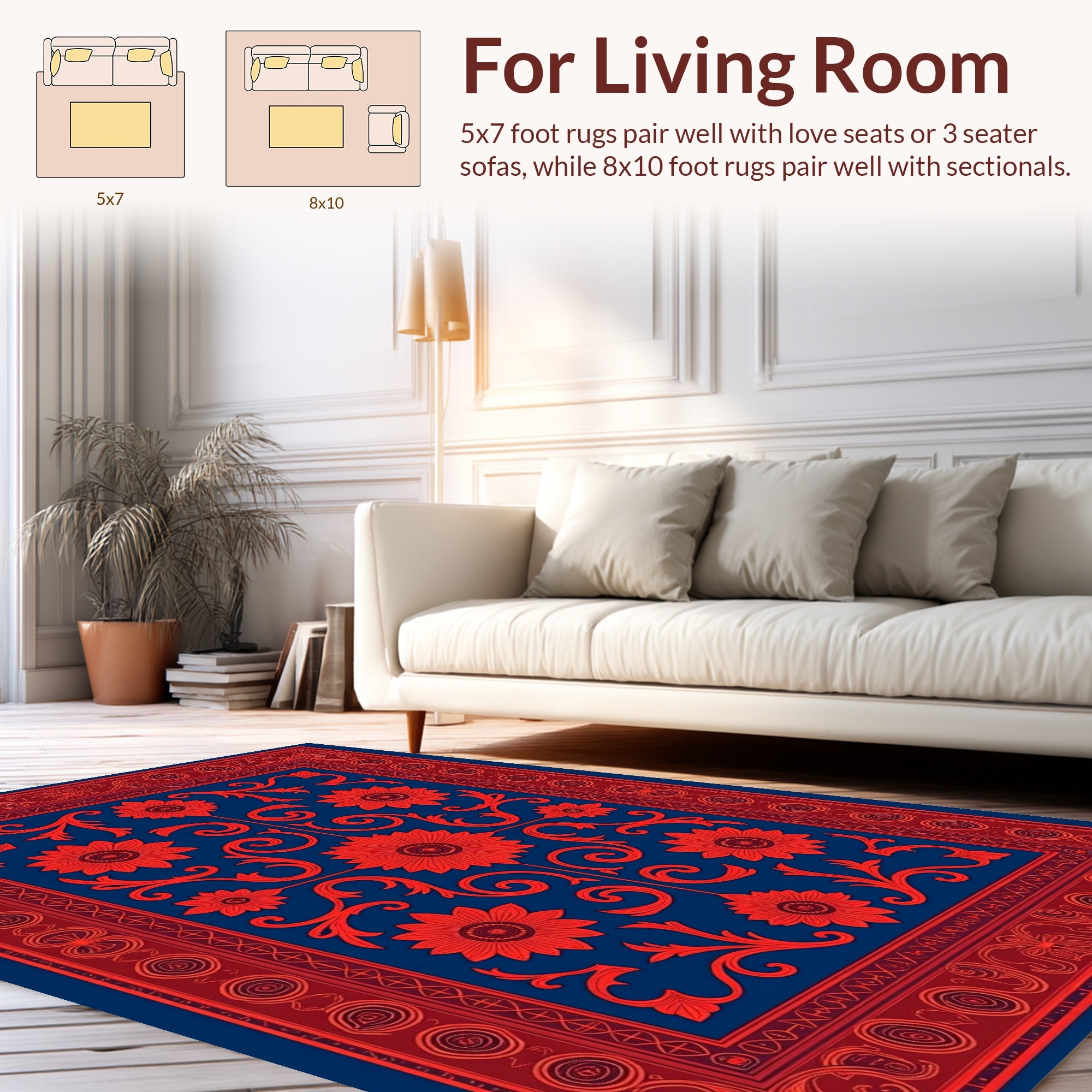 Red Floral Vintage Border Design Rug