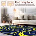 Energetic Swirls Yellow Blue Abstract Pattern Rug