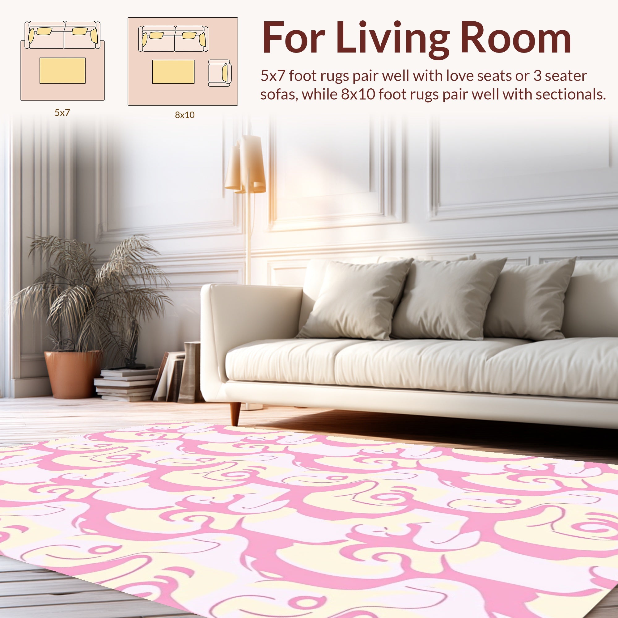 Abstract Swirls Pastel Waves Rug