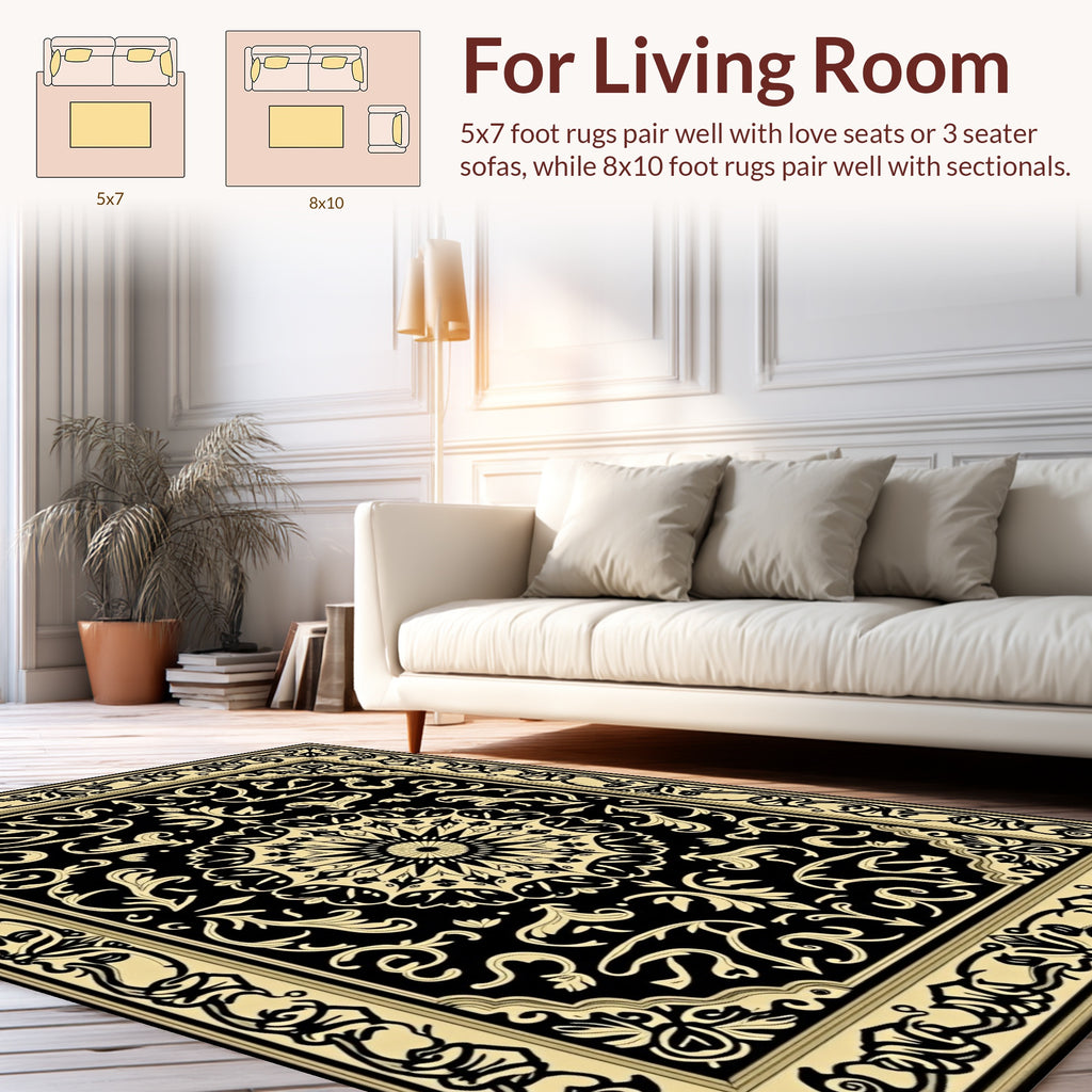 Intricate Scrollwork Mandala Pattern Rug