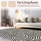 Modern Black And White Wave Pattern Rug
