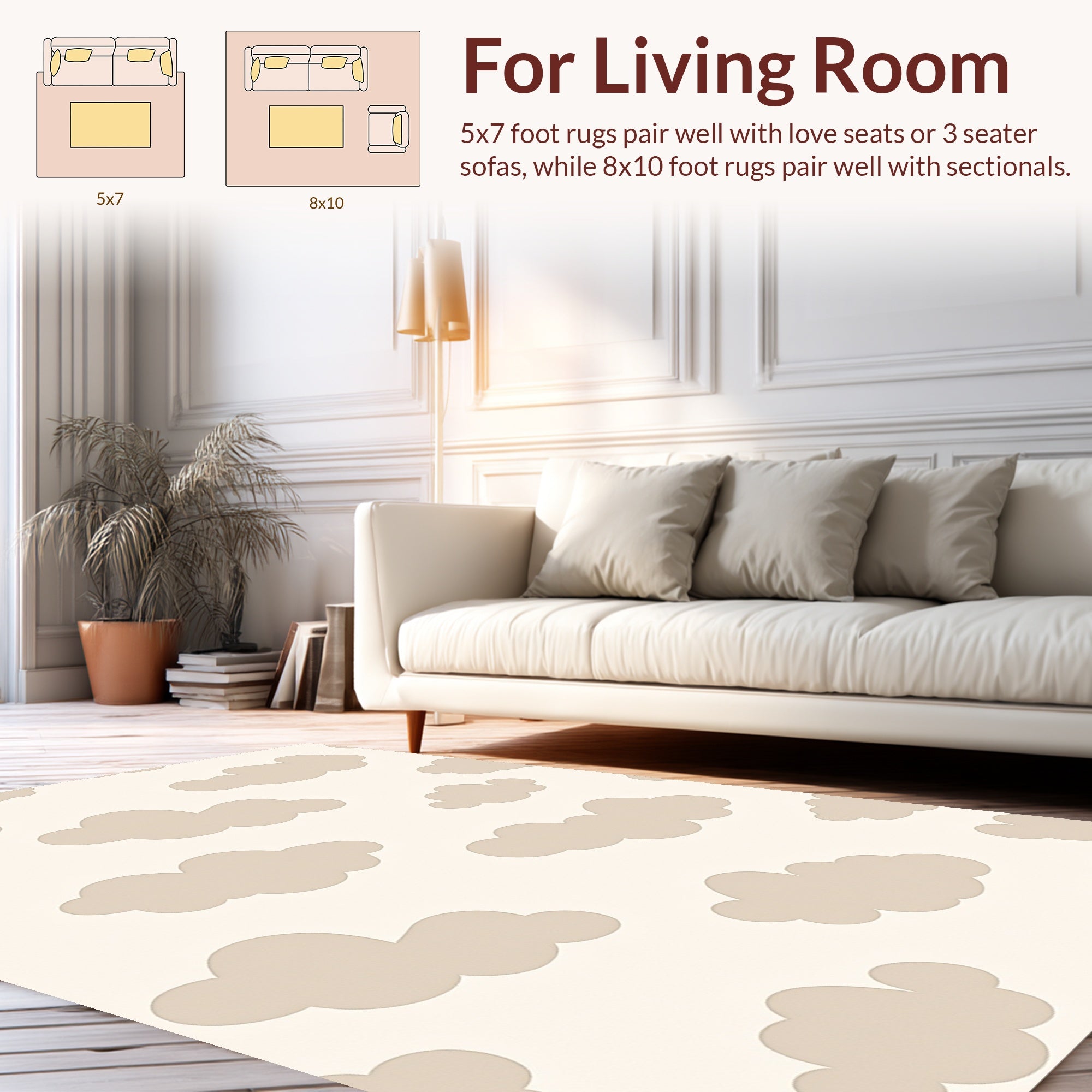 Neutral Cloud Pattern Design Rug