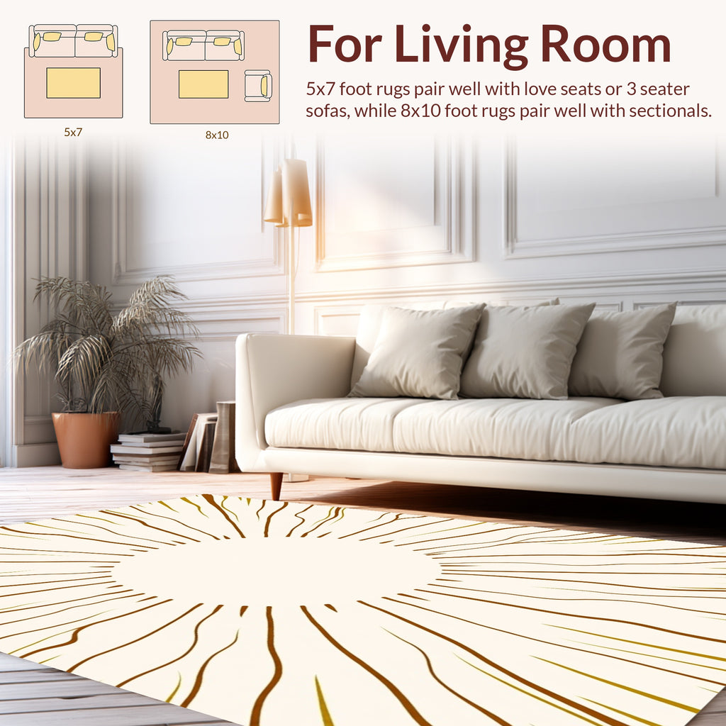 Organic Sunburst Abstract Lines Design Rug