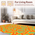 Retro Orange Teal Yellow Organic Waves Rug