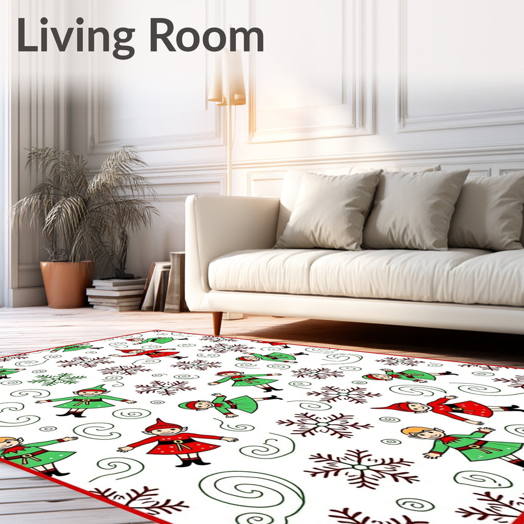 Christmas Elves Snowflakes Swirls Medley Rug