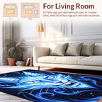 Electric Blue Mystical Cat Design Rug