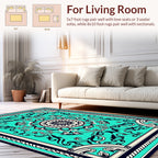 Turquoise Rococo Floral Medallion Rug