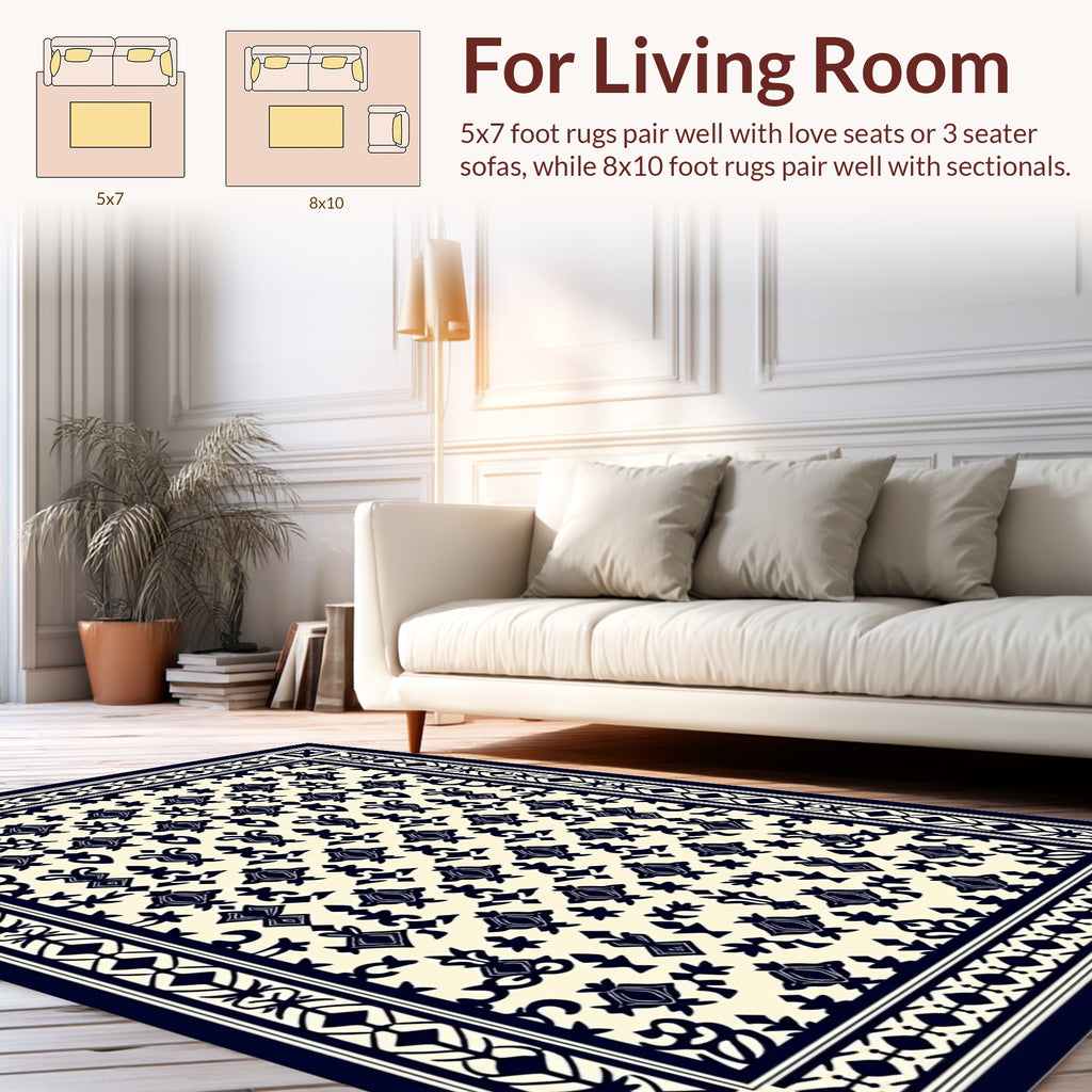 Vintage Floral Borders Patterned Rug