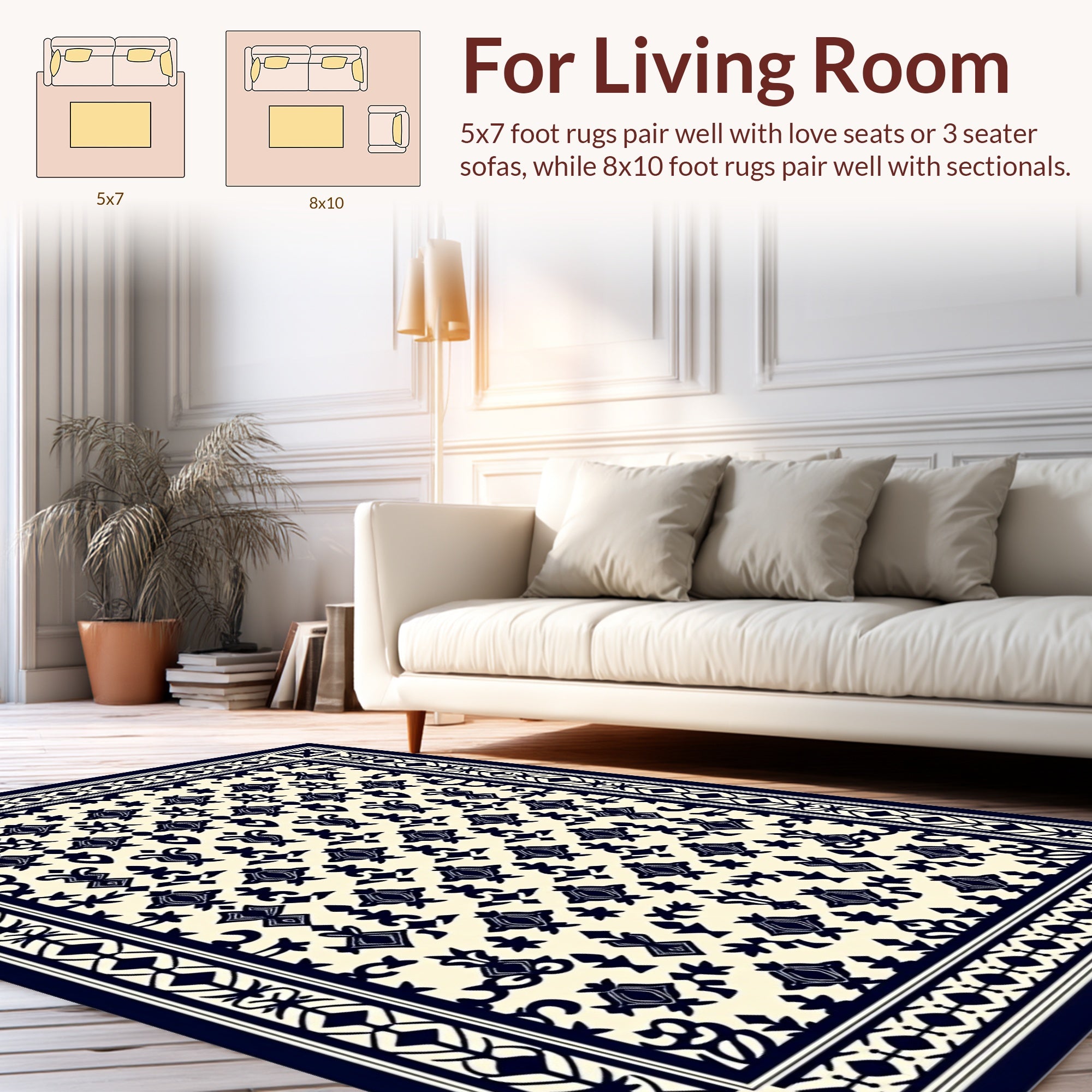 Vintage Floral Borders Patterned Rug