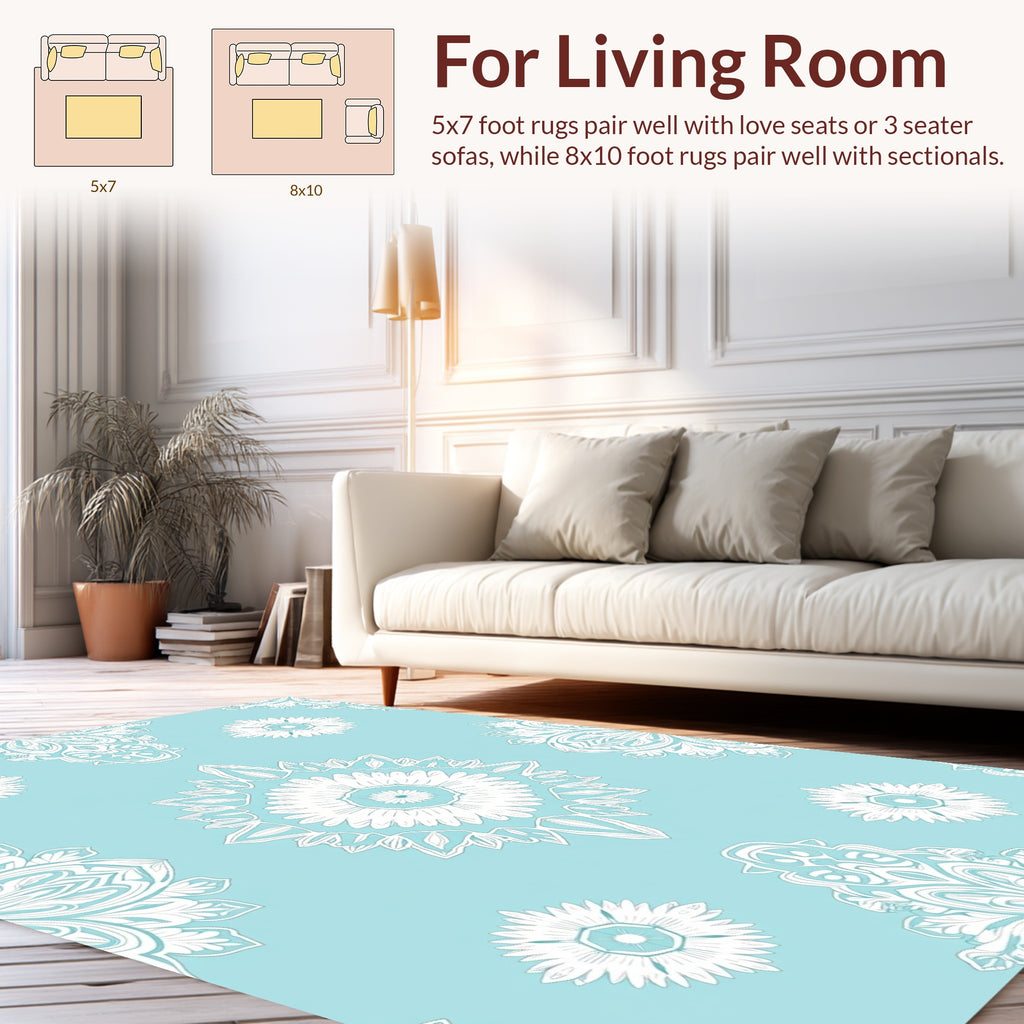 Serene Blue Mandala Pattern Rug