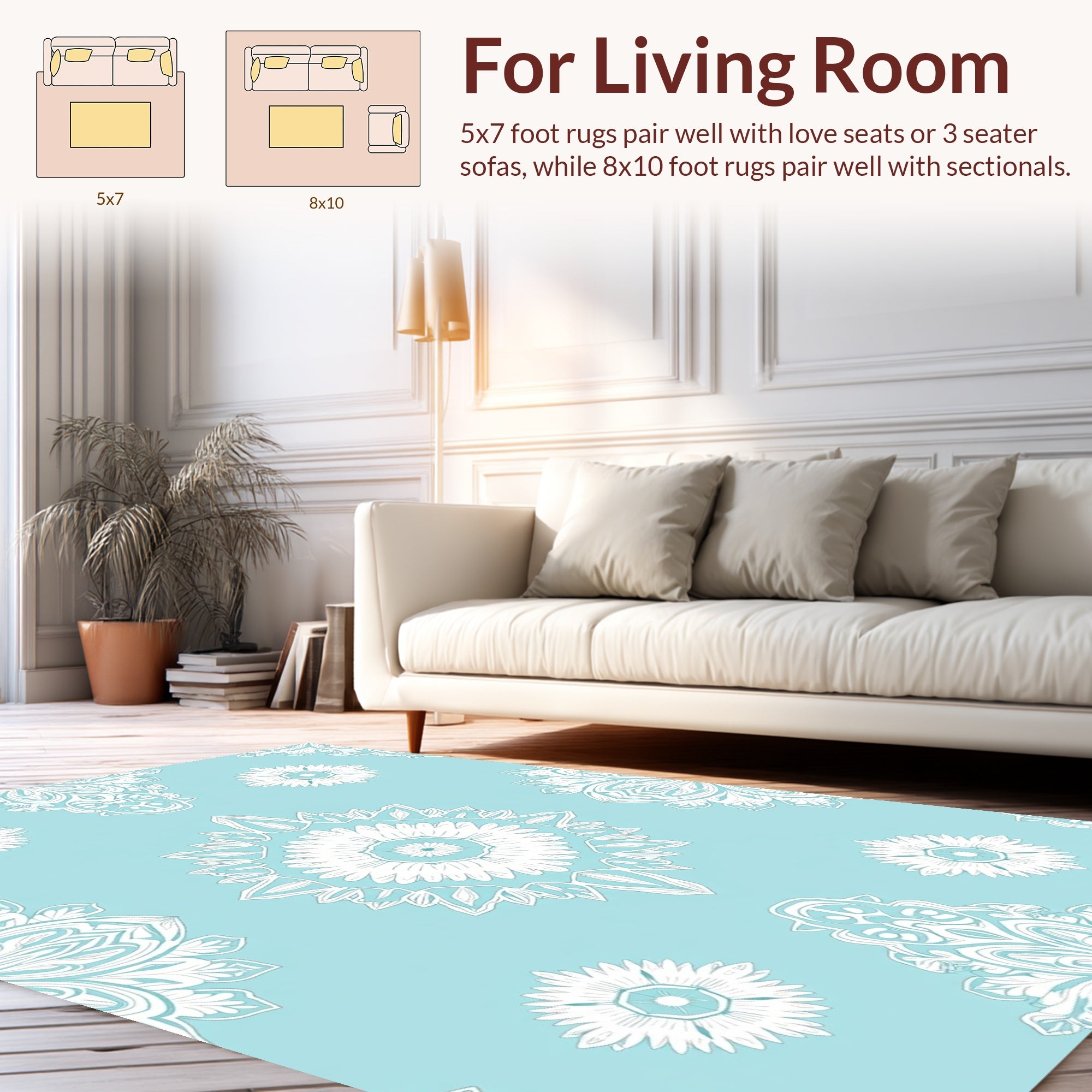 Serene Blue Mandala Pattern Rug