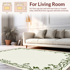 Elegant Green Floral Border Design Rug