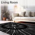 Black White Radial Burst Sunburst Rug