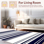 Classic Navy White Stripe Design Rug